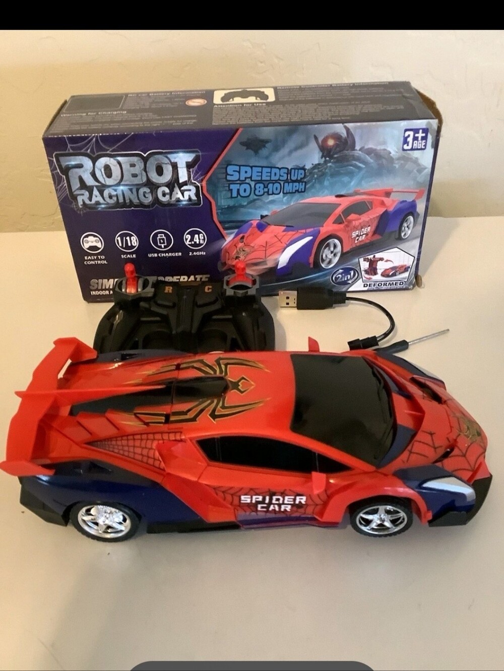 Spider Car Remote Control Racing Toy - Red - Picture 3 of 7